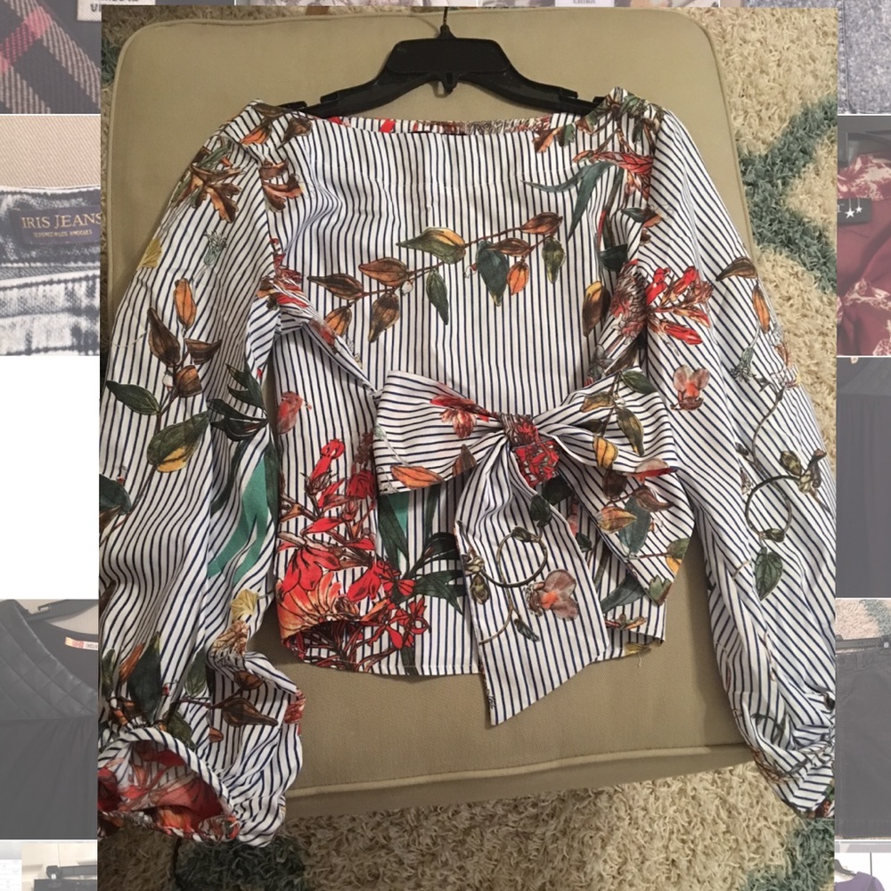 Floral blouse with tie waist